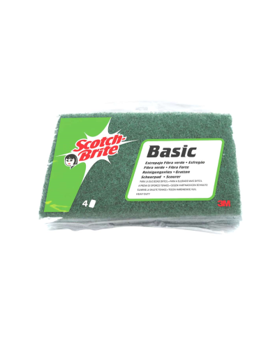  Scotch-Brite Basic Estropajo Fibra Verde, 4 unidades