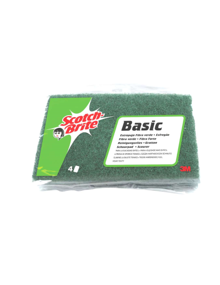  Scotch-Brite Basic Estropajo Fibra Verde, 4 unidades