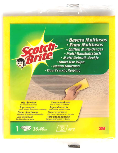  Scotch-Brite Bayeta Amarilla Multiusos, 380 mm x 400 mm, 1 unidad