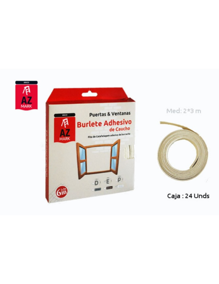  BURLETE CAUCHO ADHESIVO 9mmX6Mts BLANCO