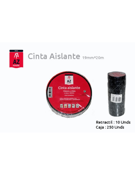  CINTA AISLANTE 199mmX20Mts NEGRA AZMARK