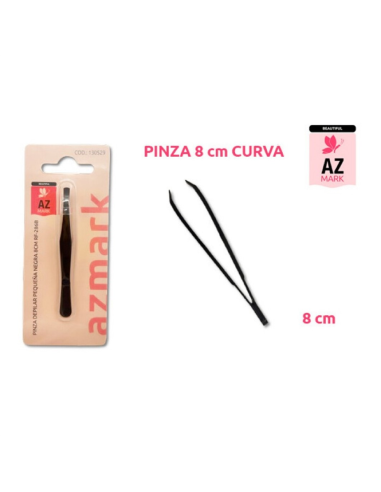  PINZA DEPILAR NEGRA 8 CM CURVA RF-286B Az blister